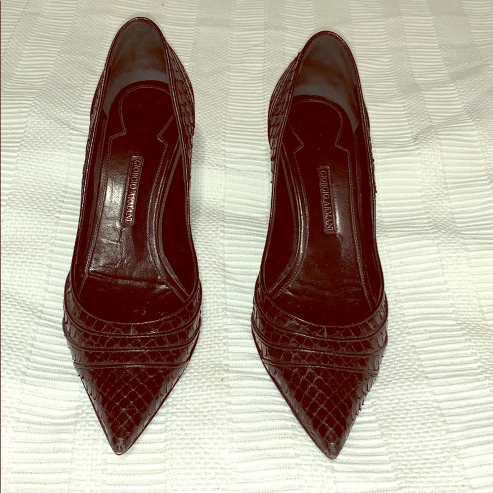 Black Snack Skin Armani Kitten Heel